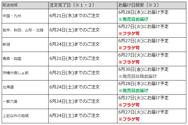 関東なら5月6日までの注文で、フラゲ日(5月9日)にお迎え可能