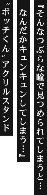 『そんなつぶらな瞳で見つめられてしまうと… なんだかキュンキュンしてしまう…』〝ボッチくん〟アクリルスタンド