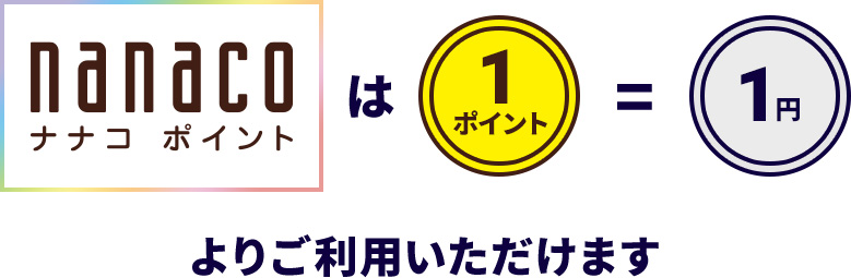 nanacoポイントは1ポイント=1円よりご利用いただけます
