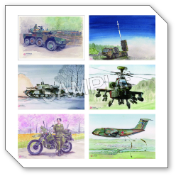 元陸将画家・柴田幹雄作の装備を精緻に描き込んだ水彩画絵葉書セット