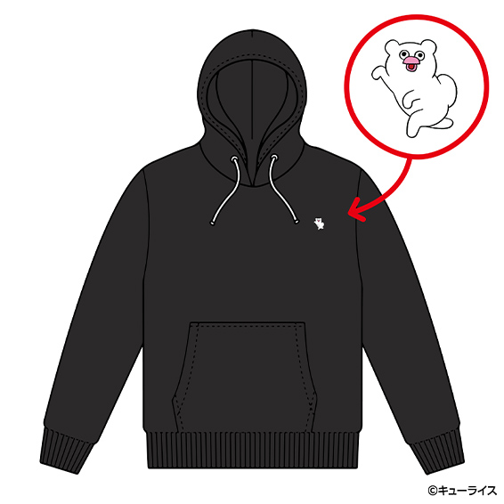 ハッチンパモス 刺繍パーカー（ブラック）