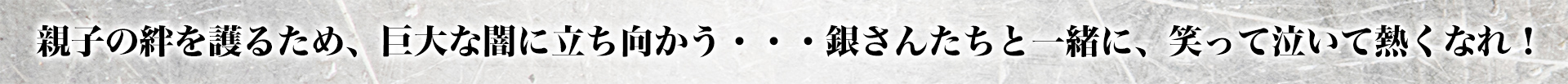 親子の絆を護るため、巨大な闇に立ち向かう・・・銀さんたちと一緒に、笑って泣いて熱くなれ！