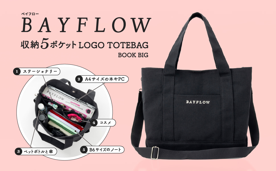 BAYFLOW 収納5ポケット LOGO TOTEBAG BOOK BIG (宝島社ブランドムック