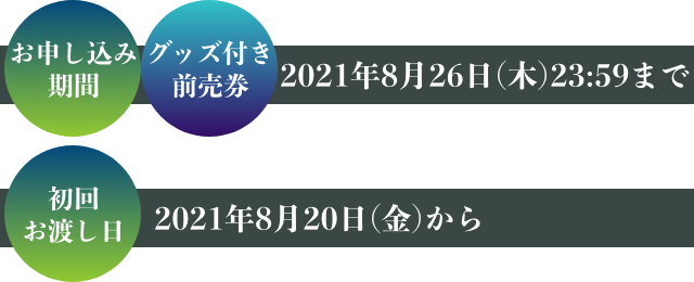 お申し込み期間：20201年8月26日(木)23:59まで　初回お渡し日：2021年8月20日(金)から