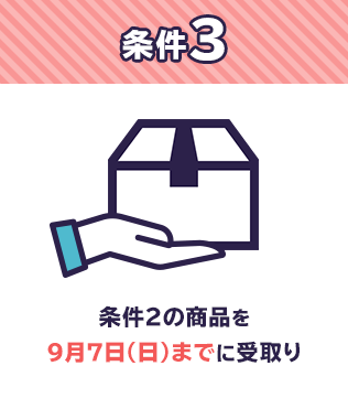 条件3 条件2の商品を2025年9月7日(日)までに受取り
