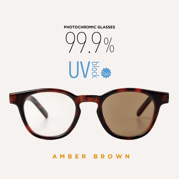 99.9% UV block 調光グラス AMBER BROWN