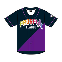 乃木坂野球部×eBASEBALLプロスピAリーグ ベースボールシャツ ネイビー×パープル
