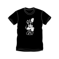 むぎ(猫)／むぎチラ見Tシャツ 150サイズ（デザイン：Shu Ashimine）