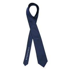 土佐兄弟コラボネクタイ＜社会人応援＞シルクブレンドソリッド系ネクタイ/ネイビー/「ランチランチランチ」