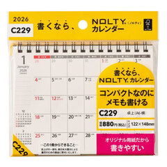 ＮＯＬＴＹ（ノルティ）　カレンダー卓上（Ａ６横）［Ｃ２２９］　２０２６年１月始まり