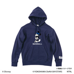 21ミッキーマウス（BASEBALL）/横浜DeNAベイスターズ　フードプルパーカー(ネイビー)L
