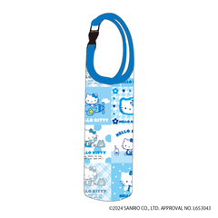 ペットボトルホルダー　総柄　みずいろ　ハローキティ