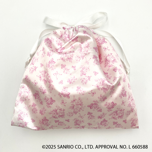 マイメロディ　白いちごのティーパーティー　マスコットホルダー　巾着セット マイメロディ 白いちごのティーパーティー マスコットホルダー 巾着