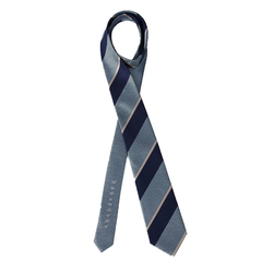 土佐兄弟コラボネクタイ＜社会人応援＞シルクブレンドストライプネクタイ/ブルー×ネイビー/「ザンギョウバイバイ」