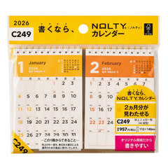 ＮＯＬＴＹ（ノルティ）　カレンダー卓上２ヵ月一覧（Ａ６変型）［Ｃ２４９］　２０２６年１月始まり