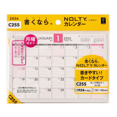 ＮＯＬＴＹ（ノルティ）　カレンダー卓上月曜始まり（Ｂ６横）［Ｃ２５５］　２０２６年１月始まり