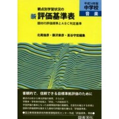 観点別学習状況の新評価基準表　題材の評価規準とＡＢＣ判定基準　平成１４年版中学校音楽