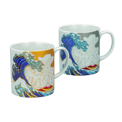 九谷焼 ペアマグカップ・北斎 波