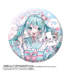 初音ミク×シナモロール 夢桜ver.　BIGホログラム缶バッジ（2026年6月以降発売予定）