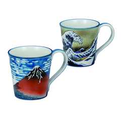 九谷焼 ペアマグカップ・北斎