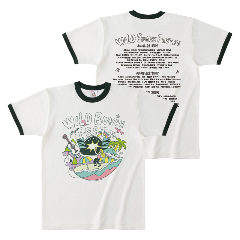 WILD BUNCH FEST. 2026 自由帳 TEE ナチュラル×フォレストグリーン