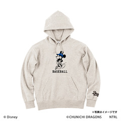 21ミッキーマウス（BASEBALL）/中日ドラゴンズ　フードプルパーカーL