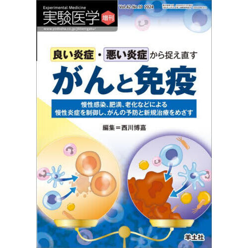 実験医学 Ｖｏｌ．４２－Ｎｏ．１０（２０２４増刊） 良い炎症・悪い炎症から捉え直すがんと免疫 慢性感染、肥満、老化などによる慢性炎症を制御し、がんの予防と新規治療をめざす  通販｜セブンネットショッピング