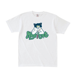【新価格】むぎ(猫)／メロンソーダTシャツ（ナチュラル） Sサイズ