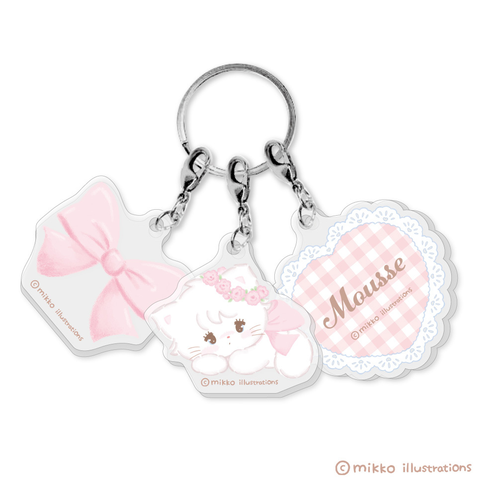 3連アクリルキーホルダー セット 【ムース】・【キャミー】 mikko