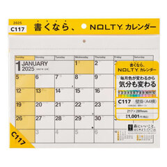 ＮＯＬＴＹ　カレンダー壁掛（Ａ４横）（２０２５年１月始まり）　Ｃ１１７
