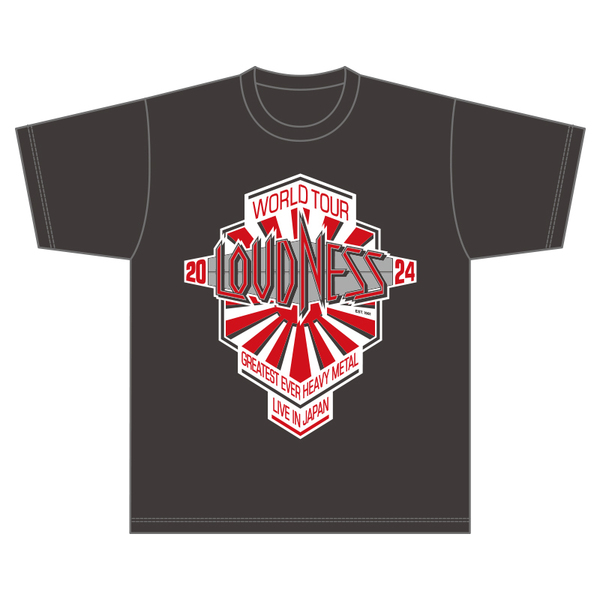 LOUDNESS】「GEHM2024」旭日旗ロゴヴィンテージブラックTシャツ（L