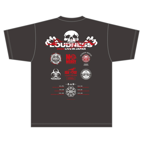LOUDNESS】「GEHM2024」旭日旗ロゴヴィンテージブラックTシャツ（XXL