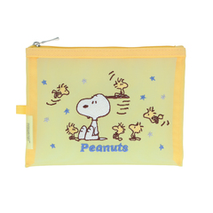 メッシュ刺繍ポーチ　PEANUTS WOODSTOCK&SNOOPY 3　イエロー