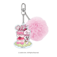 エスターバニー　ふわふわ付きアクリルチャーム　リボンバニー（2026年7月下旬以降発売予定）