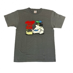 むぎ(猫)／飛び出た！むぎTシャツ（ダークグレー） Sサイズ