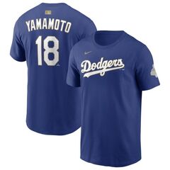 NIKE ロサンゼルス・ドジャース 山本由伸 ゴールドプログラム ネームアンドナンバーTシャツ ブルー（Lサイズ）