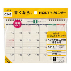 ＮＯＬＴＹ　カレンダー卓上月曜始まり（Ｂ６横）（２０２５年１月始まり）　Ｃ２４８